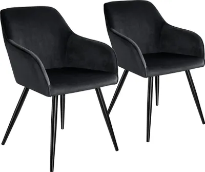 Image de Chaise MARILYN Effet Velours Style Scandinave - noir, Lot de 2