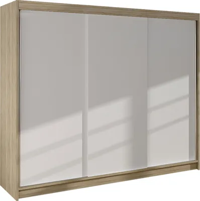 Produktbild von MIRJAN24 Schiebetürenschrank  Derby II, Kleiderschrank, Stilvoll Schlafzimmer Garderobenschrank (Farbe: Sonoma Eiche / Weiß)