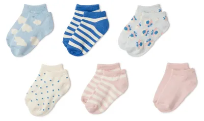 Produktbild von A. Essentials Mädchen No-Show-Socken Mit Muster, 6 Paar, Blau Floral/Rosa, S (2-