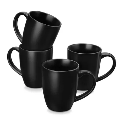4-tlg Becher mit Griff in Schwarz