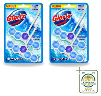 Produktbild von 2 x Glorix Power Clean Toiletblock Ocean - Vorratspackung - 2 Stücke