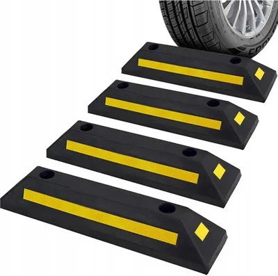 Produktbild von Pyle Parkplatzbegrenzung Anfahrtschutz Set – Garagenstopper für das Auto ohne zu Bohren oder mit Befestigungsmöglichkeit, Radstopper aus Hartgummi