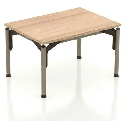 Image de Table basse moderne pour salon, imitation bois beige, structure métallique