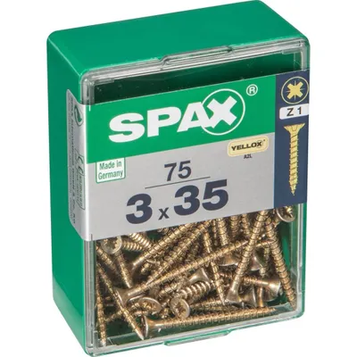 Immagine prodotto di Set di 75 viti in acciaio a testa svasata pozidriv SPAX, Diam.3 mm x L.35 mm