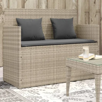 Produktbild von Gartenbank mit Kissen Hellgrau Poly Rattan 365766