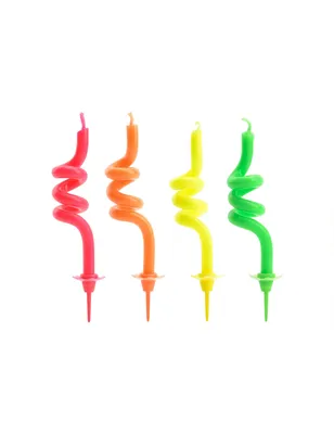 Immagine prodotto di Candele di compleanno a spirale 4 pezzi colorati da 8 cm - taglia unica