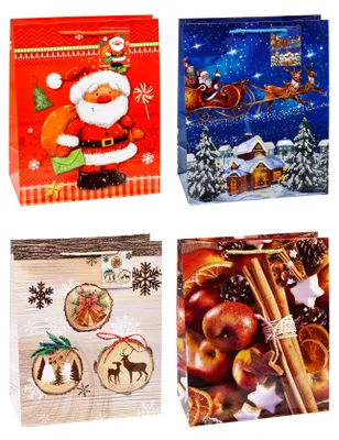 Produktbild von TSI 84317 Geschenktüten WEIHNACHTEN SERIE 7, 12er Packung, Größe: Groß (HxBxT 32 x 26 x 13,5 cm)