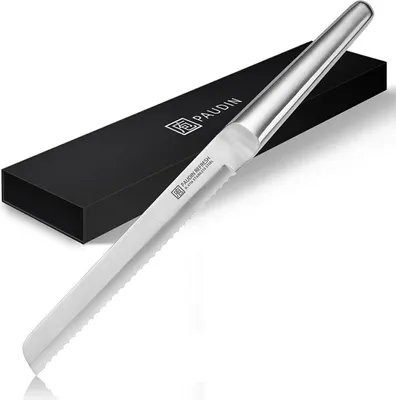 Produktbild von PAUDIN R2 Brotmesser 20 cm – Profi Edelstahl Messer – Japanischer Schliff – Ergonomisch & Hygienisch – Für Brot, Gebäck, Obst & Gemüse