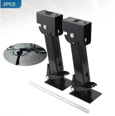 Zdjęcie produktu dla Stabilizatory do przyczep kempingowych i przyczep – 2 sztuki – udźwig 450 kg – regulacja wysokości 290–455 mm – z stalową belką – solidne podpory poziomujące