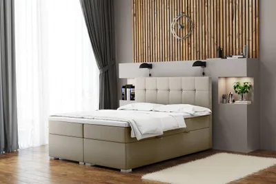 Produktbild von Boxspringbett Schlafzimmerbett ABELT 160x200cm in Stoff Matt Velvet Mud