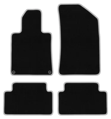 Produktbild von Fußmatten Velours Schwarz/Silber für Peugeot 508 I 2010-2018 Set 4-tlg