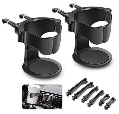 Imagen del producto de 2 portavasos universales para el coche, con 3 pares de clips