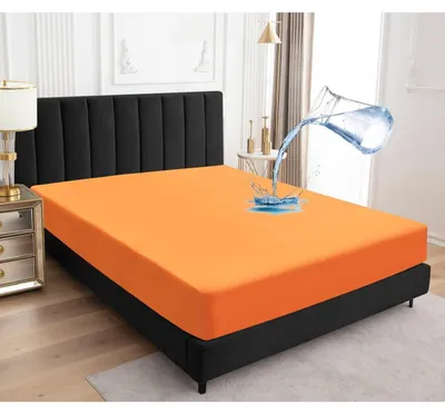 Zdjęcie produktu dla Wodoodporny pokrowiec na materac, 90 x 190 cm, kolor pomarańczowy, wykonany z poliestru