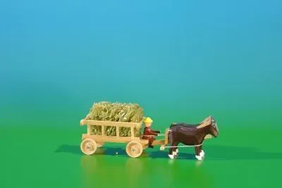 Produktbild von Miniaturen Leiterwagen mit Kutscher natur BxH 9x3,5cm