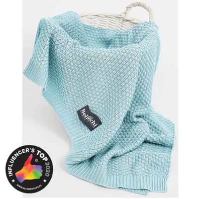 Immagine prodotto di Bellochi coperta per bambini e bambine - 100% bambù - coccolone soffitto bambini Prima coperta a maglia soffitto - per l'estate - super morbido - morbido - 100x80 cm - blu (Freshwind)