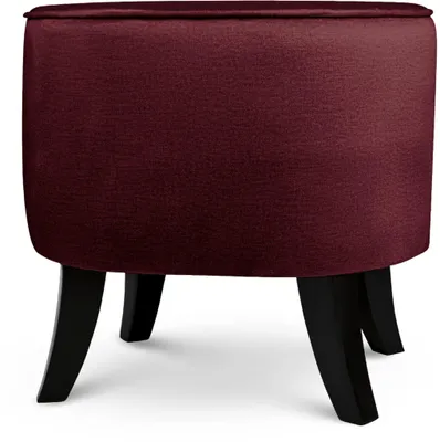 Produktbild von MG Design Ovaler Samt-Hocker 42 x 52 cm in Burgunderrot mit Holzbeinen - Gepolsterter Fußhocker für Wohnzimmer oder Schlafzimmer
