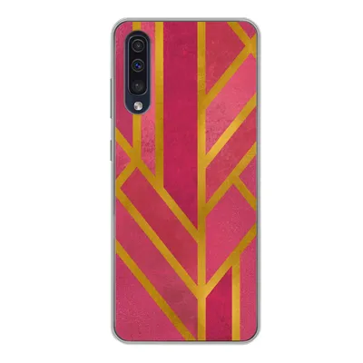 Produktbild von MuchoWow® Handyhülle Schutzhülle Hülle für Samsung Galaxy A50 Gold - Rosa - Geometrisch Silikon Softcase Handy Hülle - Mobiltelefonhülle