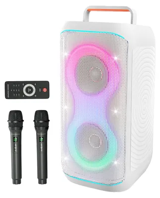 Obrázok produktu pre Prenosný karaoke systém – Výkon 400 W – 2 UHF mikrofóny – Čierna farba