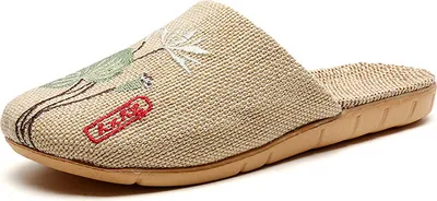 Produktbild von Damen Herren Leinen Hausschuhe Pantoletten Slipper Floriana Grün Gr.35/36