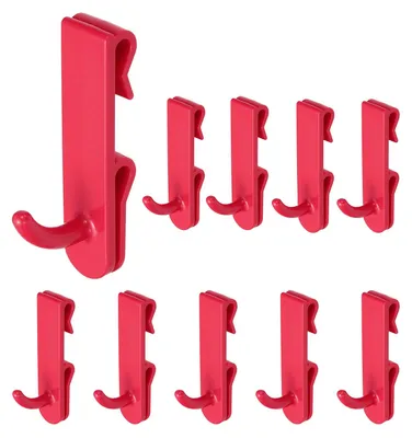 10 Kunststoffhaken für Gitterplatten, 7,1 cm, rot