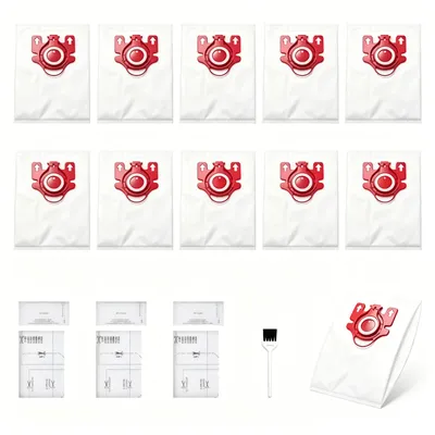 Produktbild von Staubsaugerbeutel-Set (10 Stück) + 6 Filtern & Reinigungsbürste; kompatibel mit Miele GN-Serie, Complete C1/C2/C3, Classic C1 & S-Serie, Rot