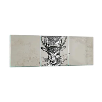 Produktbild von Bilder auf glas - Hirsch Geweih Wald - 150x50cm - Glasbilder - Wandbilder - Kunstdruck - zum Aufhängen bereit - Wanddekoration aus Glas - Glas Bilder - Wandbild auf Glas - 3 Teile - GCA150x50-3072