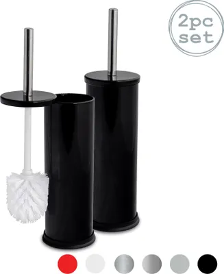Produktbild von Harbor Haushalt Badezimmer Toilettenbürste und Halter Set - Edelstahl - Schwarz - 2er Pack
