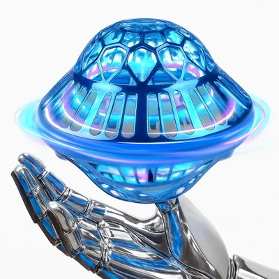 Produktbild von LED Flying Spinner - Der sichere und langlebige Flugspaß für Kinder mit USB-Aufladung und Tricks - fliegender Ball - Blau