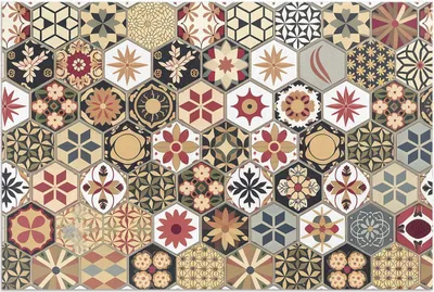 Produktbild von Dekoratives Mosaik im Vintage-Stil – Vinylteppich – 80x120 cm – Outdoor Teppich – Terrasse – Wetterfest – Modern