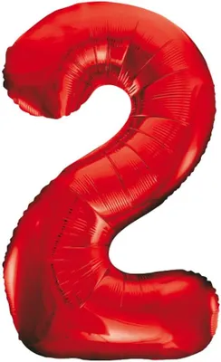Produktbild von XXL Folien Ballon Rot in Form der Zahl 2  100 cm
