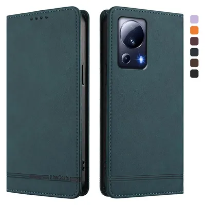 Produktbild von Hülle für Xiaomi 13 Lite, Retro Kunstleder Ständer Klapphülle mit Kartenfächer und Magnetische Grün