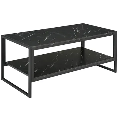 Produktbild von HOMCOM Couchtisch im modernen Stil mit 2 Ablagen, 106 x 50 x 47 cm, Schwarz