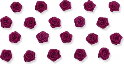 Satinrosen 15mm zum Basteln & Aufnähen 20 Stück Weinrot / Bordeaux