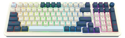 Zdjęcie produktu dla REDRAGON K686WB-RGB-PRO & EISA, Bezprzewodowy, USB + RF Wireless + Bluetooth, Mechaniczna, Biały, Granatowy (marynarski)