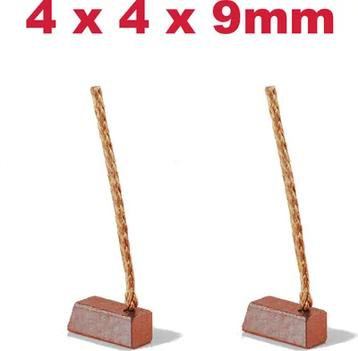 Produktbild von 2x Trade-Shop Bronzekohlen / Motorkohlen / Kohlebürsten / Schleifkohlen 4x4x9mm Kabellänge 40mm für viele KFZ PKW Motoren Antriebe 12-24V