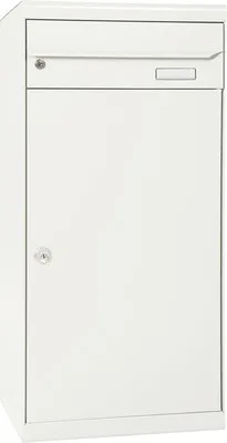 Produktbild von MEFA Paketbriefkasten Stahl pulverbeschichtet BxHxT 511/1091/388 mm Cedar 881 Reinweiß RAL 9010 Entnahme vorne 2-fach mit Namensschild