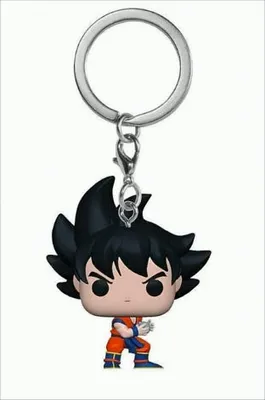A Funko Pop keychain of Goku from Dragon Ball Z, shown against a white background.