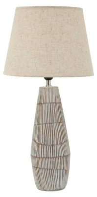 Image de Lampe de table Hanoi, en résine structurée, 35x69,5 cm, beige, design Mauro Ferretti