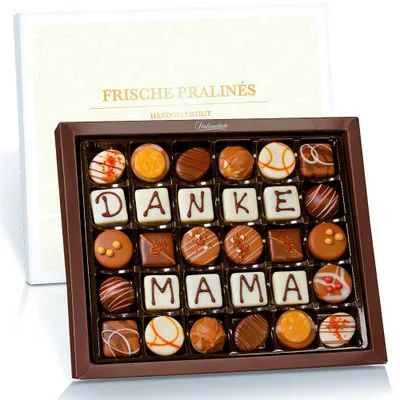 Produktbild von Pralinenbote - "DANKE MAMA" 30 handgefertigten klassische Pralinen , 375 g