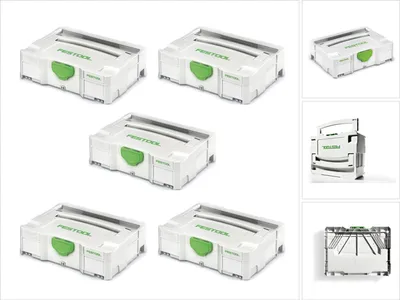 Zdjęcie produktu dla Festool 5 x Systainer T-LOC SYS 1 TL walizka narzędziowa jasnoszara łączona ( 497563 )