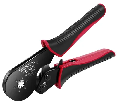 Obrázek produktu pro Krimpovací kleště pro kabely s plochými konektory, samonastavovací, pro kabely o průřezu 0,5-16 mm², odpovídající normě AWG 28-5, s ráčnovým mechanismem