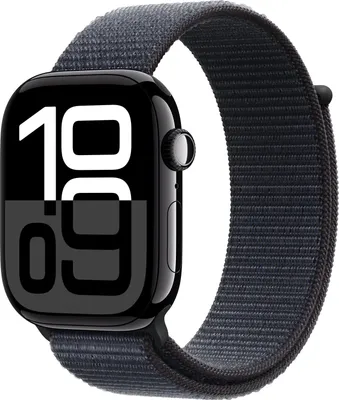 Produktbild von Watch Series 10 GPS, 46 mm Aluminiumgehäuse Diamantschwarz, Sport Loop Tinte