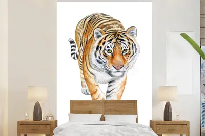 Produktbild von MuchoWow® Fototapete für Wohnzimmer oder Schlafzimmer Wandtapete Vinyl Motivtapete Tiger - Augen - Gelb - 155x240 cm - Tapete