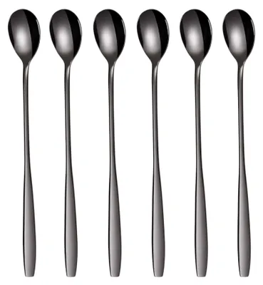 Immagine prodotto di Set di cucchiaini per Latte Macchiato, colore nero, 6 pezzi, 22 cm, acciaio inossidabile, serie Königstein