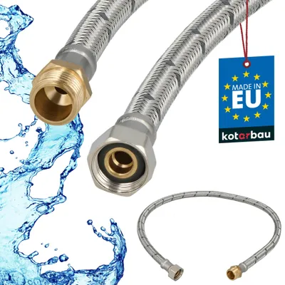 Immagine prodotto di KOTARBAU® Tubo Flessibile per Rubinetto 3/8" x 3/8" Rinforzato 70cm Tubo Flessibile Rubinetto Cucina Maschio x Femmina Acciaio Inox
