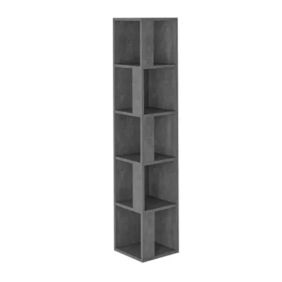 Produktbild von DECORTIE Piano Modernes Eck-Bücherregal Vitrine, Retro Grau  31 x 31 x 159 cm