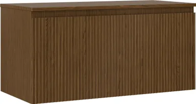 Produktbild von Mexen Rivel Badezimmerschrank 100 cm mit Arbeitsplatte, 1 Schublade, geriffelt, Nussbaum - 91A20-10047-1-BFC86