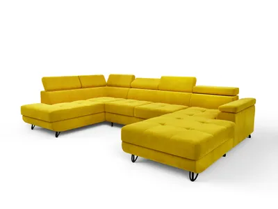 Produktbild von Ecksofa Junior U Gelb Magic Velvet 2234 U-Form Ecke mit Schlaffunktion Eckcouch Couch Polsterecke U-Sofa Breite 317 cm Ecksofa mit zwei Bettkästen
