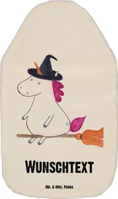 Produktbild von Mr. & Mrs. Panda Personalisierte Wärmflasche Einhorn Hexe - Weiß - Personalisierte Geschenke, Wärmflaschenbezug mit Namen, Pegasus, Freundin, Frau, Zicke, Engel, Unicorn