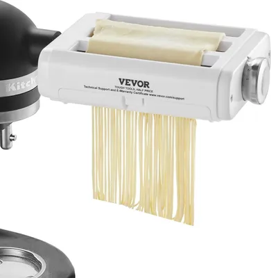 Obrázok produktu pre Príslušenstvo na výrobu cestovín pre kuchynský robot KitchenAid, sada 3 v 1 z nerezovej ocele na výrobu cestovín vrátane valčeka na cestoviny, rezačky na špagety a fettuccine, 8 nastaviteľných gombíkov na nastavenie hrúbky cestovín